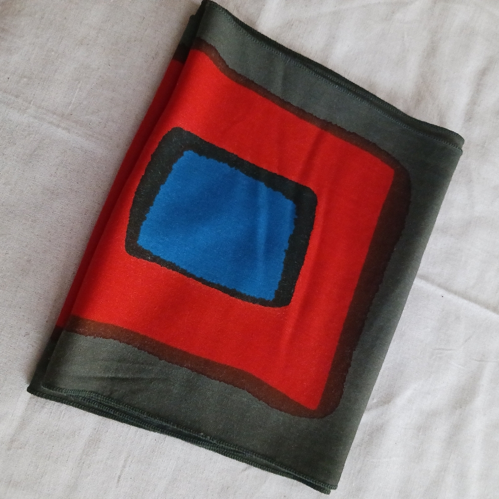Vintage Abstract Scarf Rectangular Fine Cotton Br… - image 3
